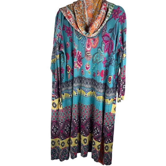 NWT Johnny Was Cardigan Duster Cashmere Sweater Blend Hooded Floral Size S - Picture 5 of 6